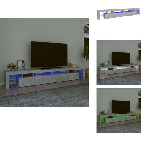 vidaXL TV Cabinet with LED Lights Concrete Grey 260x36,5x40 cm