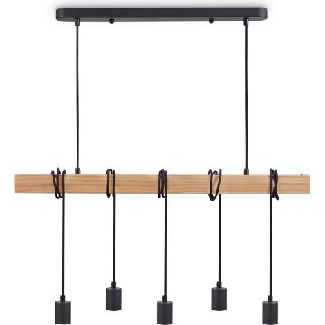 Paco Home Pendellampe Hängelleuchte Hängelampe Wohnzimmer Esszimmer Küche Vintage E27 Schwarz, Pendelleuchte 5xE27