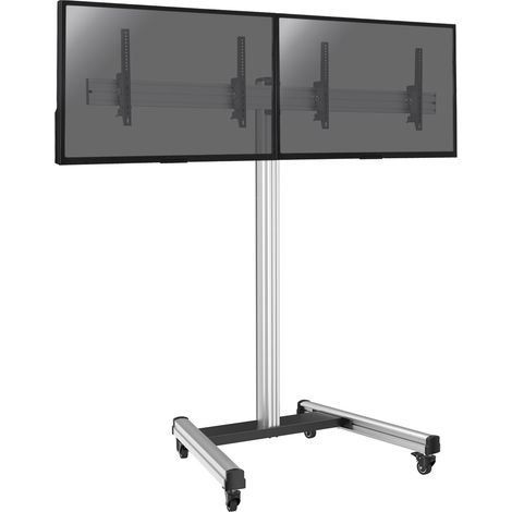 Support sur roulettes pour 2 écrans TV 43'' - 49'' - Hauteur 175cm - Inclinable (1/3)