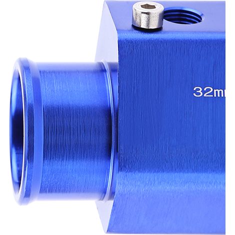 Anschluss für Kfz-Wasserschlauchtemperatur, 32-mm-Sensoradapter, blaues Metall