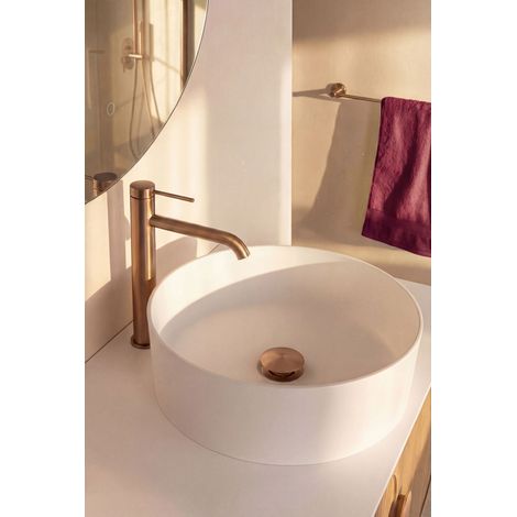 Vasque à poser ronde Ø40 cm IRENE en solid surface (résine) blanc BASS