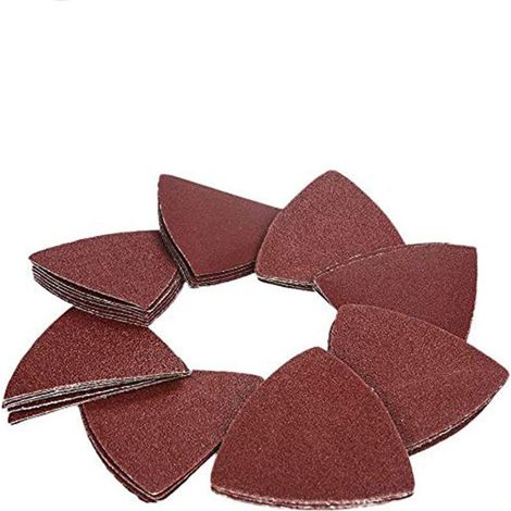 80mm Triangle Sanding Block, No Hole Sandpaper, Grit 40/60/80/120/180/240, Hook and Loop Aluminum Oxide Sanding Pads (72 Pack) (1/4)