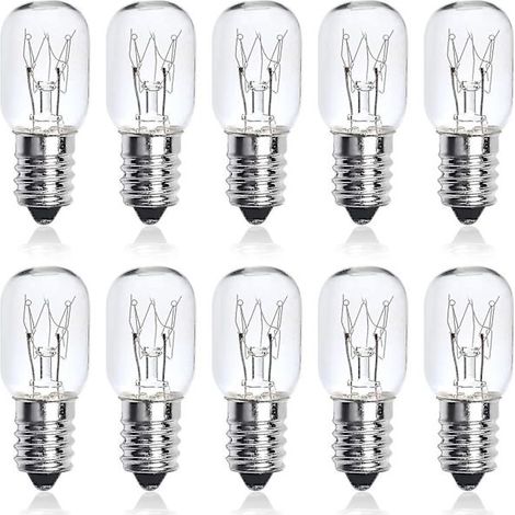Lot de 10 ampoules à vis Edison E14 de 25 W, ampoules transparentes T22 dimmables pour four, ampoules pour lampe de sel de l'Himalaya