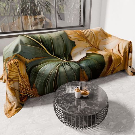 Drap de Protection en Microfibre Multi-Usage Anti-Taches 220x270 cm, Housse de Canapé, Couvre Lit, Couverture de Canape, Floral 25 165, 100% (1/5)