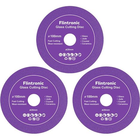 Flintronic 3pcs Disque Coupe Verre, Disque Diamant 100 Carrelage, Disque à Tronçonner Diamant, Disque Carrelage pour Bouteille, Porcelaine, Jade, Granit, Verre(100 x 20mm)