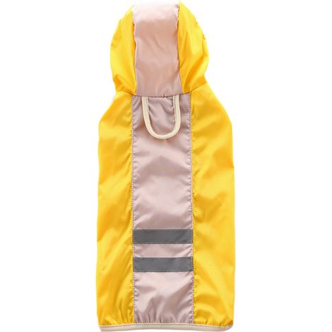 Imperméable Pour Chien - Tissu Polyester Étanche - Capuche Et Bandes Réfléchissantes - Jaune Taille L (1/5)
