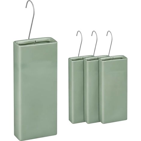 Radiator Humidifier, 4-Piece Set, Water Evaporator for Radiators, incl. Hanging Hooks, Ceramic, Sage