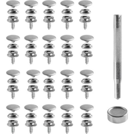 Kindfiber OÜ-Boutons Pression Métalliques à Visser en Acier Inoxydable, 10mm  Bouton Pression à Visser en Acier Inoxydable Outils de Fixation pour Toiles, Meubles (1/5)
