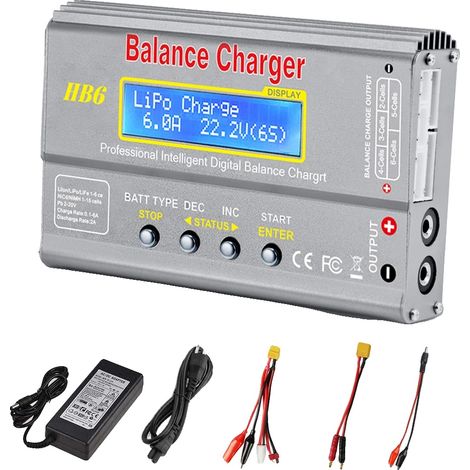Batterieladegerät, Intelligentes Laden, Kompatibel mit mehreren Batterietypen, Grau mit Adapter, EU (1/2)
