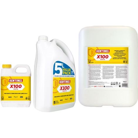 Sentinel – Inhibiteur X100 20 L – Protège contre corrosion et calcaire – Compatible chaudières, PAC, radiateurs – Usage professionnel