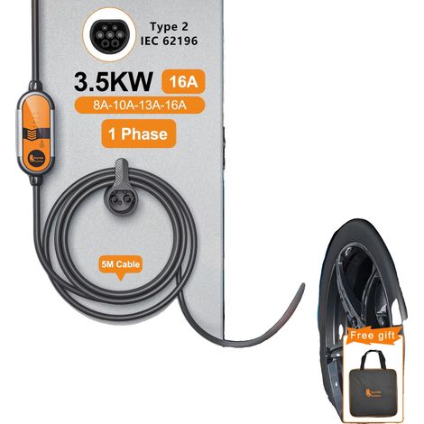 Chargeur EV Portable, Courant Ajustable 8A-16A, Étanche IP65 (1/5)
