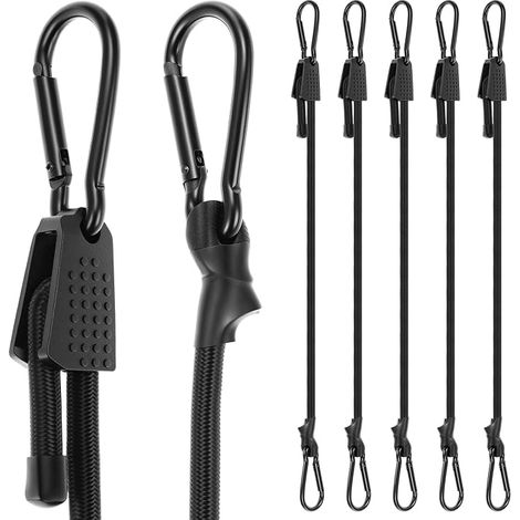 Set of 6 Adjustable Expanders with Carabiner, 52 cm, Polyester and Latex Elastic Bungee Cords, Weather Resistant (1/5)
