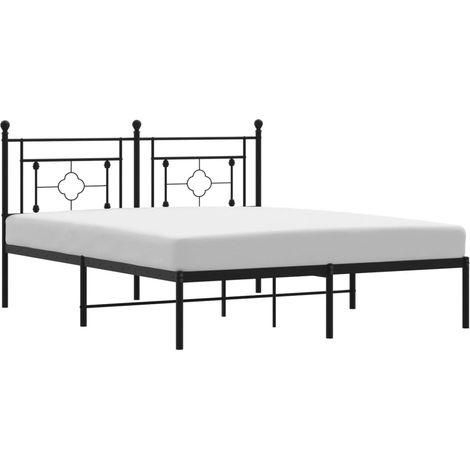 Maison Exclusive - Cadre de lit métal sans matelas et tête de lit noir 160x200 cm (1/5)