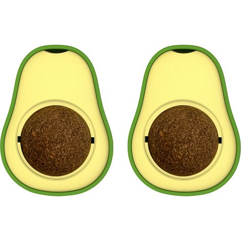 2 balles à l'herbe à chat, forme d'avocat, jouet stimulant pour chatons, aide à la digestion et à l'hygiène bucco-dentaire (1/5)