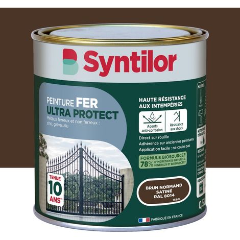 Vernice per esterni Ultra Protect SYNTILOR per ferro e alluminio, marrone Normandia, finitura satinata, 0,5 l SYNTILOR (1/5)
