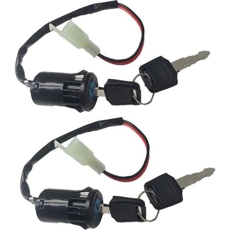 Lot de 2 Interrupteurs à Clé 28mm 2 Fils pour Scooter ATV Quad Moto Électrique Karting - Accessoires Démarrage/Arrêt Universels