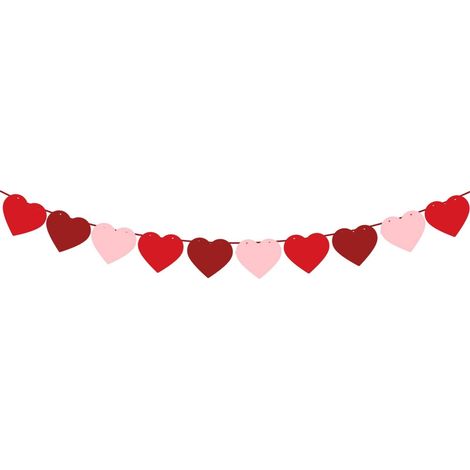 Guirlande De Coeurs - En Feutre Rouge Rose Bordeaux - Décor Pour Chambre Salle De Séjour Cheminée Fenêtre - Prémontée Réglable - 1 Pièce - 1,6 M (1/5)