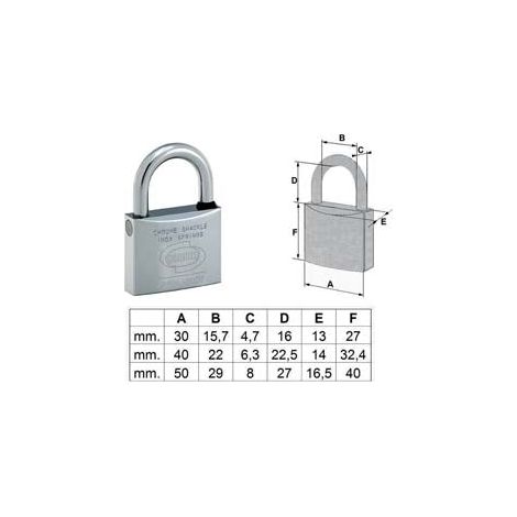 Cadenas Euromarine Marine en laiton chromé à anse normale Pl120 - mm.30 (PL1203000)