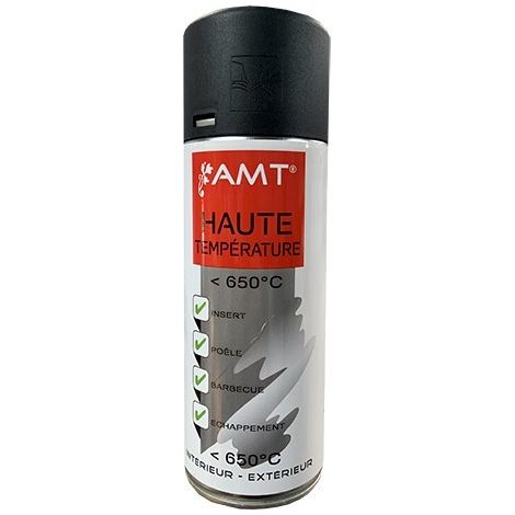 Aérosol haute température noir 0,330 L – Peinture siliconée pour métal jusqu'à 650° – Antirouille et primaire – Application facile – AMT