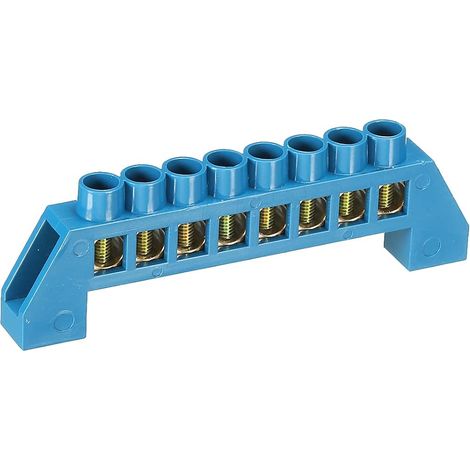Borne Mise Terre Vis Bloc Barrière Laiton Bande 8 Positions Bleu pour Électrique Distribution (1/5)