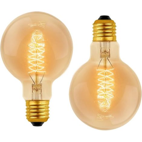 Lampadina vintage G80 E27 dimmerabile 40W bianco caldo 2700K, AC 220V, lampadine decorative a incandescenza retrò E27 a filamento di tungsteno a spirale, confezione da 2