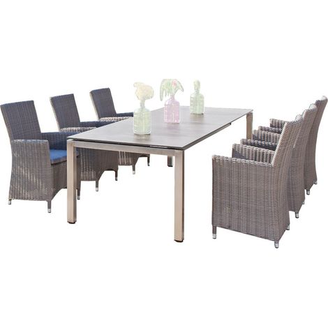 Sonnenpartner Ikarus & Base 7-teilige Sitzgruppe 200x100 cm Edelstahl stone-grey (1/3)
