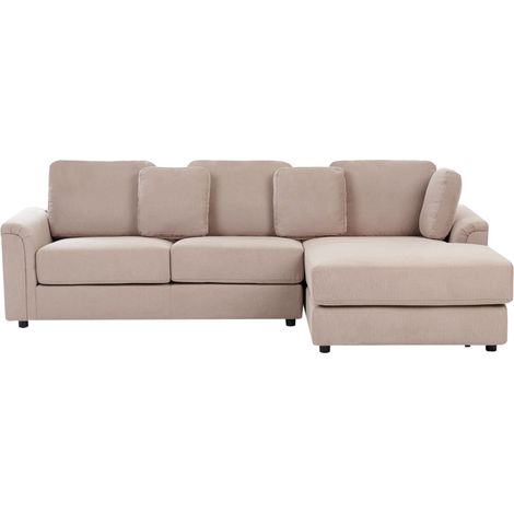 Corner Sofa 4 Seater KOHLO Fabric Taupe Left Hand
