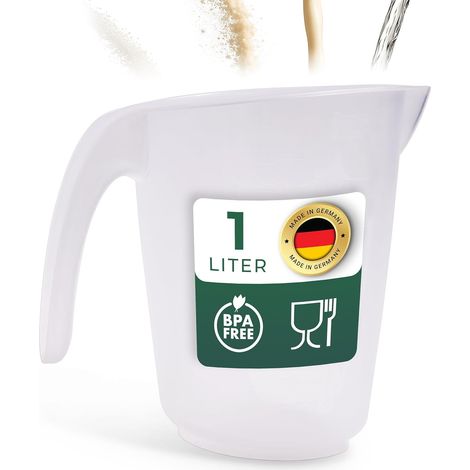 Novaliv 1L tasse à mesurer, tasse à mesurer 1000ml ensemble transparent avec échelle claire g/ml pour liquides farine et sucre, fabriqué en Allemagne,
