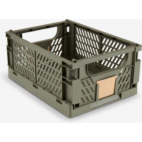 ORION91® - Cesta plegable juego, 100% reciclado polipropileno, oliva verde, 25 x 34 x 15 cm, apilable y espacio, ahorro diseño - spaziOrion91 (1/5)