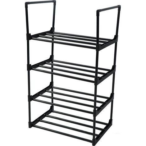 Étagère à chaussures multifonctionnelle grande capacité, 1 colonne 4 niveaux pour placard couloir chambre entrée (1/5)