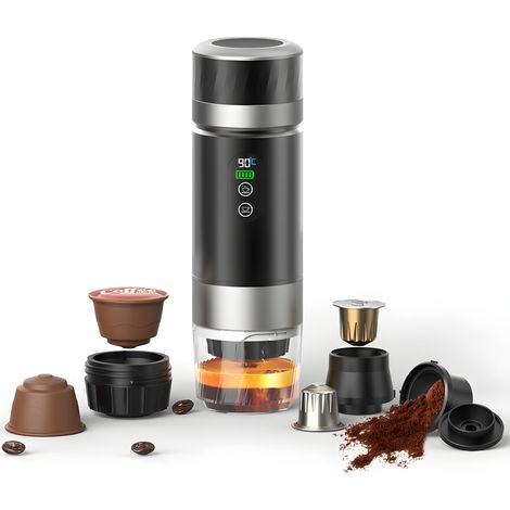 Machine à Cafe Portable, Cafetière Portable Chauffage Électrique, Machine a Expresso 20 bars Pour Maison, Camping, Voyage, 3 En 1 Compatible Avec Café Moulu Et Capsules, Réservoir D'eau De 80 ml (1/5)