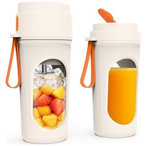Mixeur Portable Électrique, 450ML Smoothie Mixer avec Tasses, 21000 TR/min Puissant Mixeur Smoothie avec 12 Lames, Mini Blender Smoothie pour Cuisine, Salle de Sport, Bureau (Orange) (1/5)