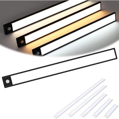 Lampada LED magnetica ricaricabile – Sensore di movimento intelligente – 3 modalità di colore – Installazione senza chiodi – 40 cm (1/5)