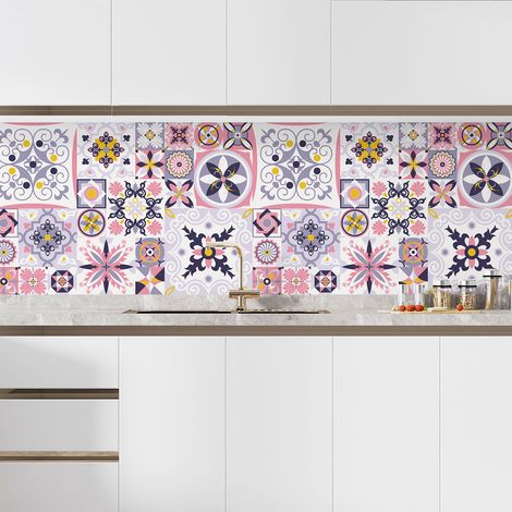 Crédence adhésive cuisine - Effet carreaux de ciment - 50x75 cm - Adhésif MAT (1/5)