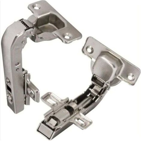 2 charnières Invisibles 90° clipsable pour porte de meuble d'angle à une seule porte avec amortisseur et clip ouverture de montage 35mm (1/4)