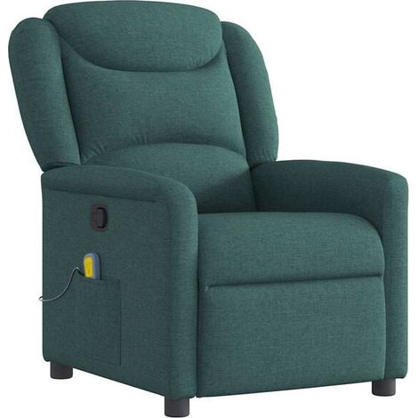 Fauteuil de massage inclinable en tissu vert foncé (1/5)