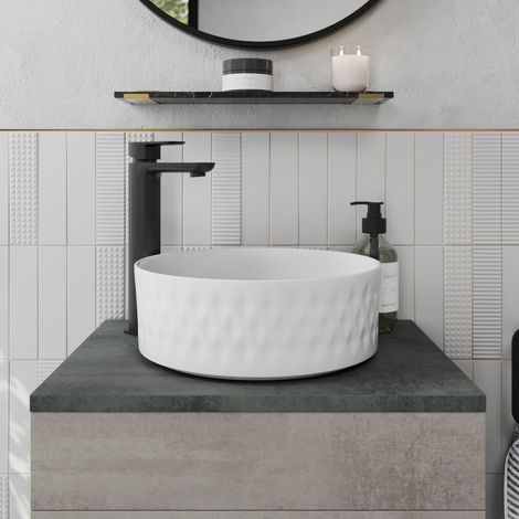 Affine Round Countertop Basin Gloss White - 360 x 360mm (1/4)