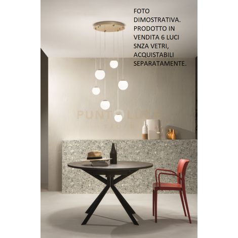 SOSPENSIONE SANTOS 6 LUCI ORO LED 3000K 2880LM 48W D.11-14CM SENZA VETRI