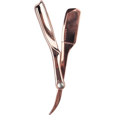 Rasoir droit professionnel pliable pour barbier, lame plaquée or rose, rasage homme (1/5)