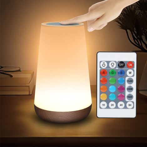 Veilleuse tactile à intensité variable pour chambre à coucher, lampe de chevet portable, 5 niveaux de luminosité et 13 couleurs RGB, veilleuse pour chambre de bébé ou salle de bain