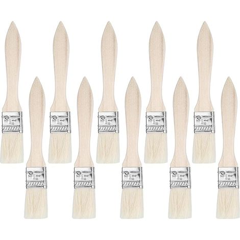 Lot de 10 pinceaux de peinture - Largeur : 25 mm - Pour peinture acrylique, vernis - Pinceau plat - Pinceau à lasure - Pour travaux de peinture, bricolage, décapage, colle (1/5)