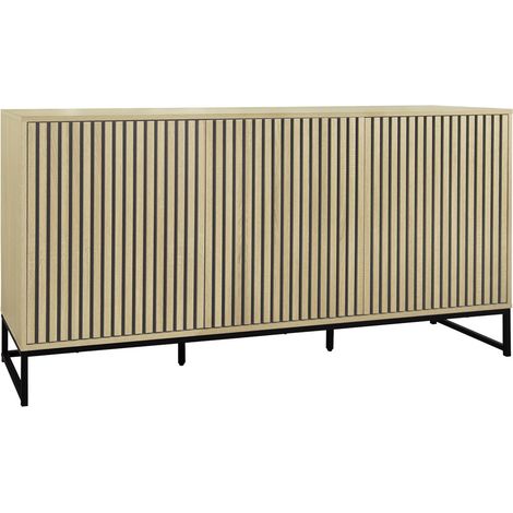 160cm contemporary sideboard with wood effect Natural 160x40x77 cm - Lisbonne