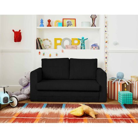 Marilia - 2-sitzer sofa – mit schlaffunktion – aus cord - schwarz