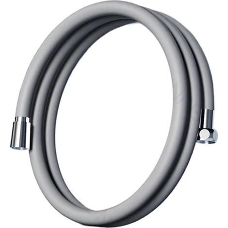 Tuyau de douche en silicone pour salle de bain, flexible, anti-explosion et anti-torsion, avec raccord à haute résistance (Gris - 1,5 m) (1/4)