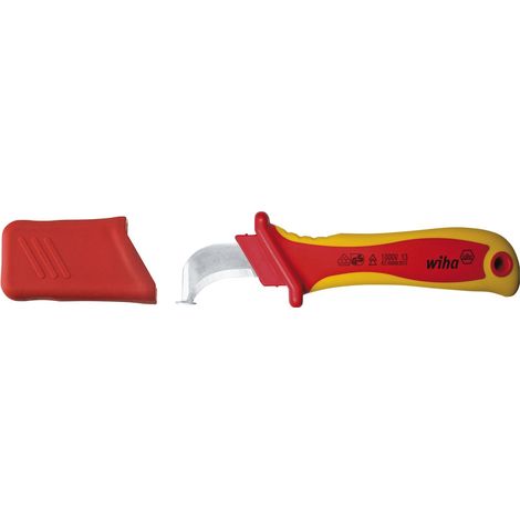 Wiha Coltello spellacavi Lama uncinata con pattino per cavi a sezione circolare, in blister 200 mm (36053)