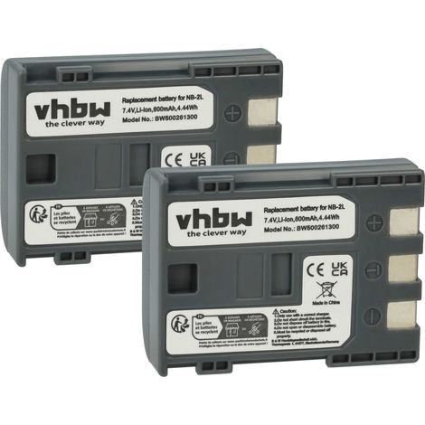 vhbw 2x Akku kompatibel mit Canon Elura 50, 40MC Videokamera Camcorder (600 mAh, 7,2 V, Li-Ion) (1/5)
