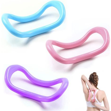 Set di 3 anelli per yoga, Pilates, stretching, cerchio, anello per yoga, attrezzatura fitness per allenamento e potenziamento muscolare (rosa, blu, viola)