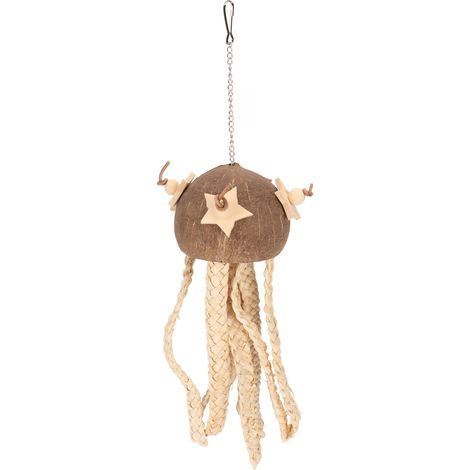 Jouet pour perroquet à déchiqueter en coquille de noix de coco - Jouet à mâcher sans danger pour oiseaux - Décorations suspendues pour cages à oiseaux (1/5)