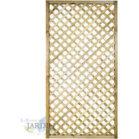 Suinga – Panneau treillis en bois 90x180 cm – Carrés de 4 cm – Bois autoclavé FSC – Pour plantes grimpantes – Fabrication Espagne (1/2)