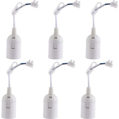6 Pcs Douille Ampoule Plafond E27 à Visser de Chantier, Base Plafonnier Culot E27, Support de Lampe Plafonnier a Encastrer, pour Ampoules à Incandescence, Lampes Halogènes(Blanc) (1/5)